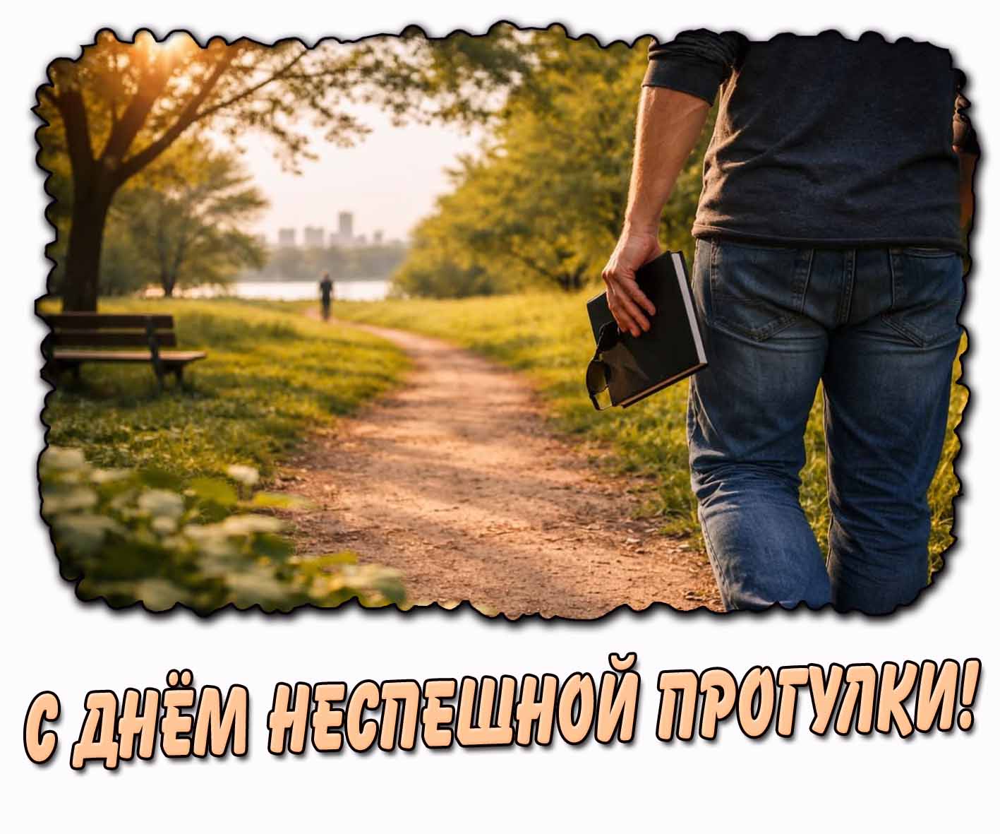 С днём неспешной прогулки! - горизонтальная открытка