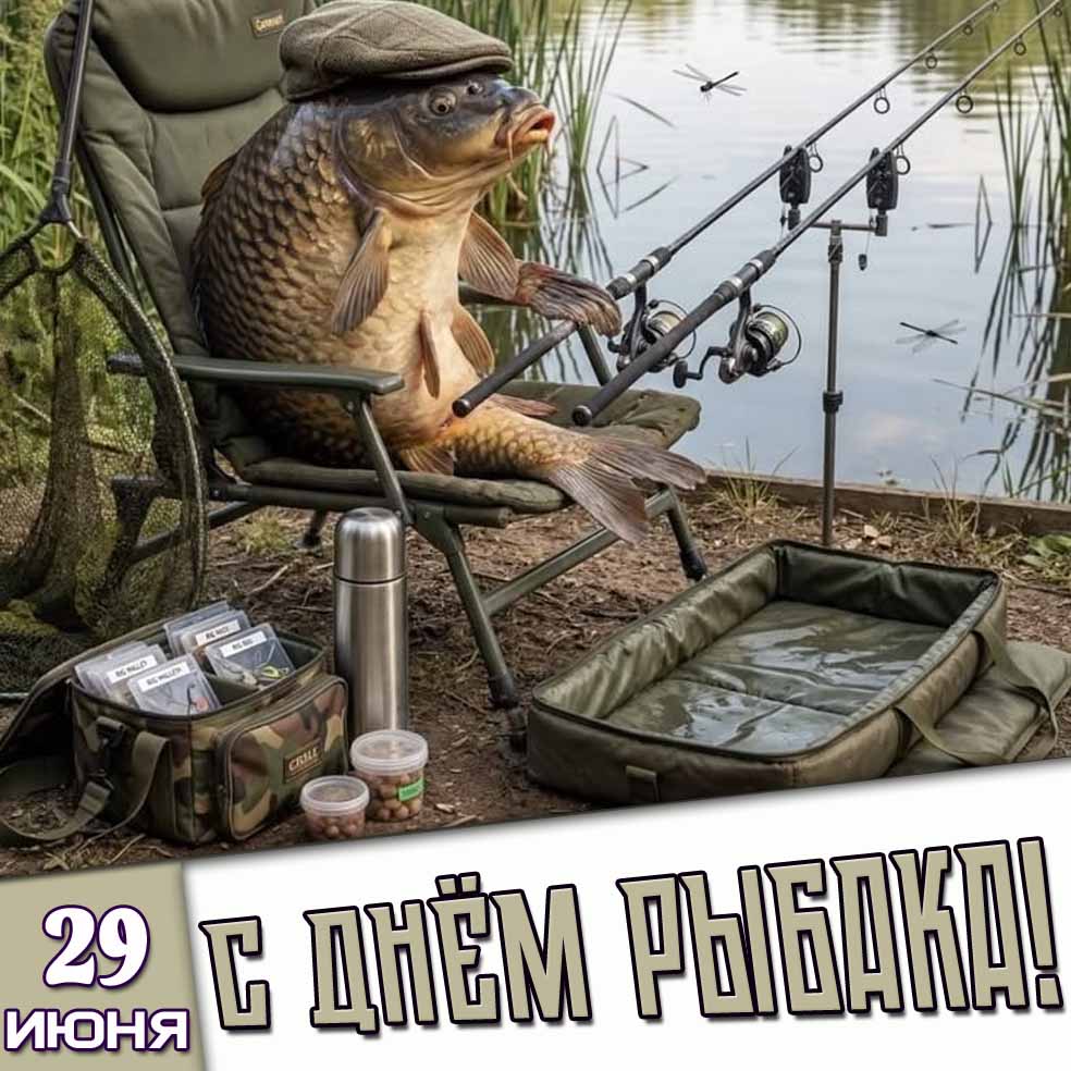 Смешная картинка 29 июня - с днём рыбака!