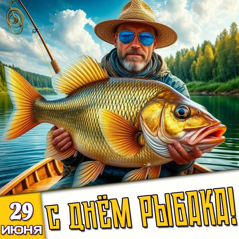 Открытка 29 июня - с днём рыбака!