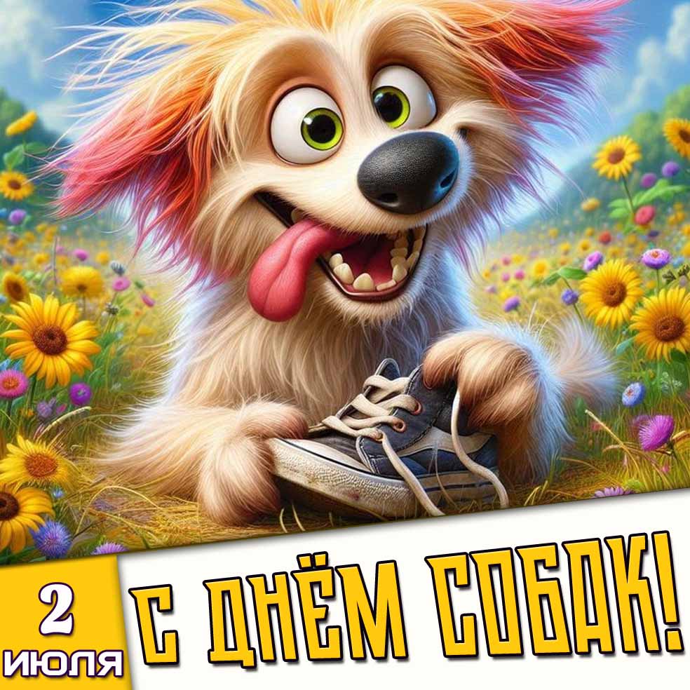 Открытка 2 июля - с днём собак!