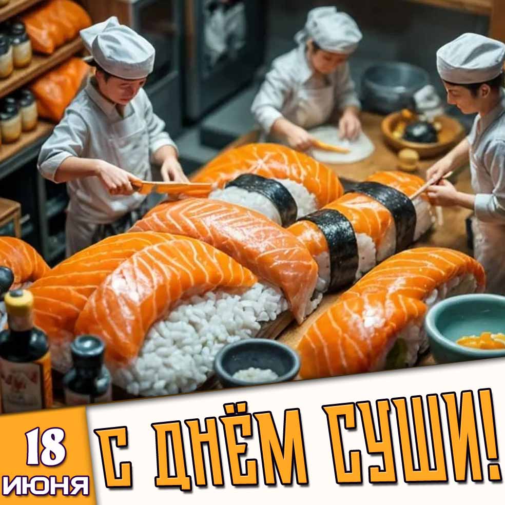 Открытка 18 июня - с днём суши!