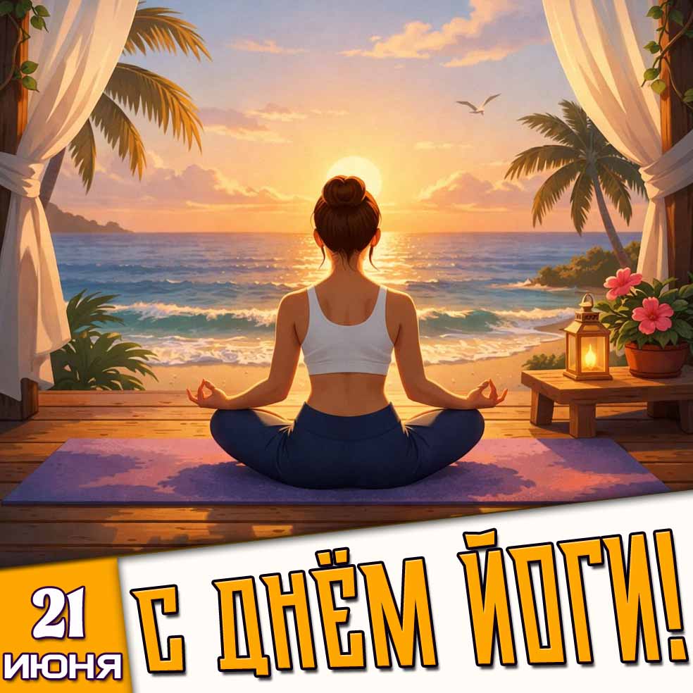 Открытка 21 июня - с днём йоги!
