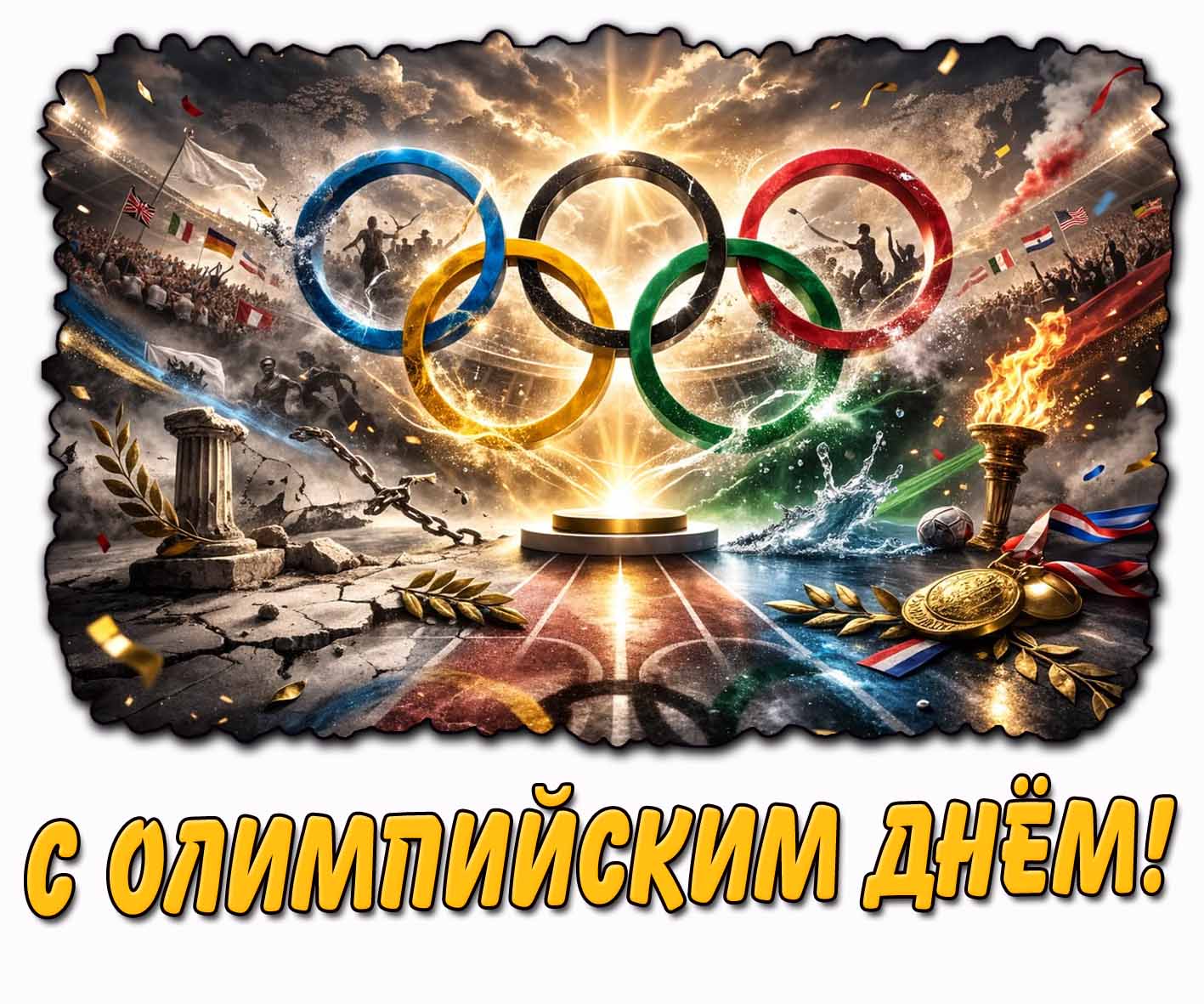 С Олимпийским днём! - красивая открытка