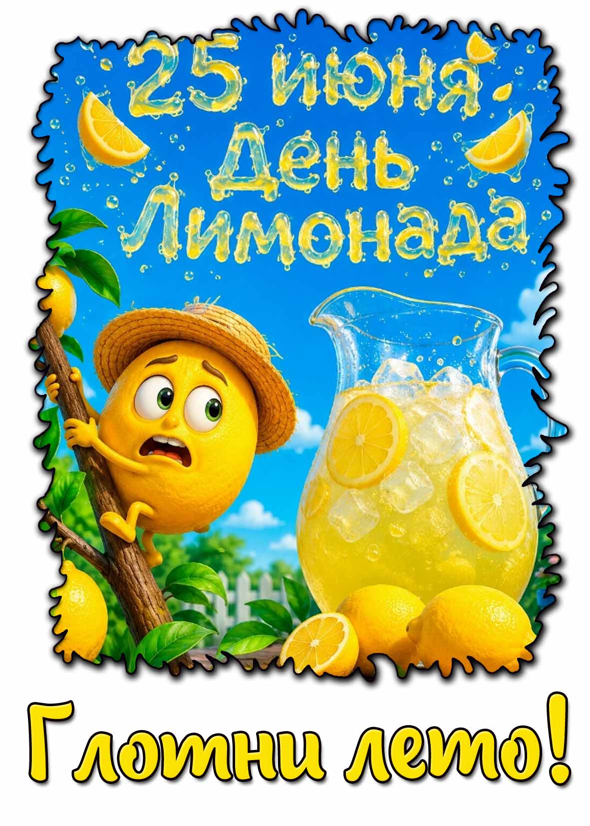 Мультяшная картинка 25 июня - день лимонада! Глотни лето!