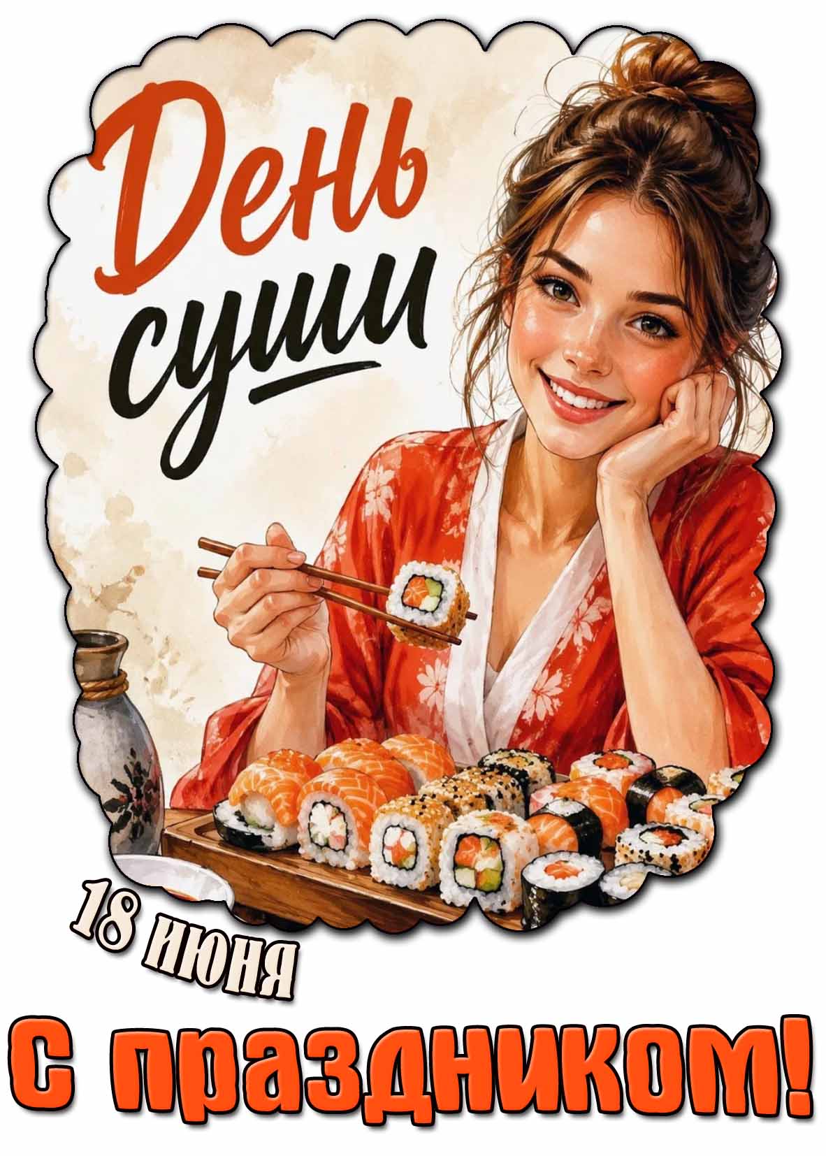 Открытка "18 июня - день суши! С праздником!"
