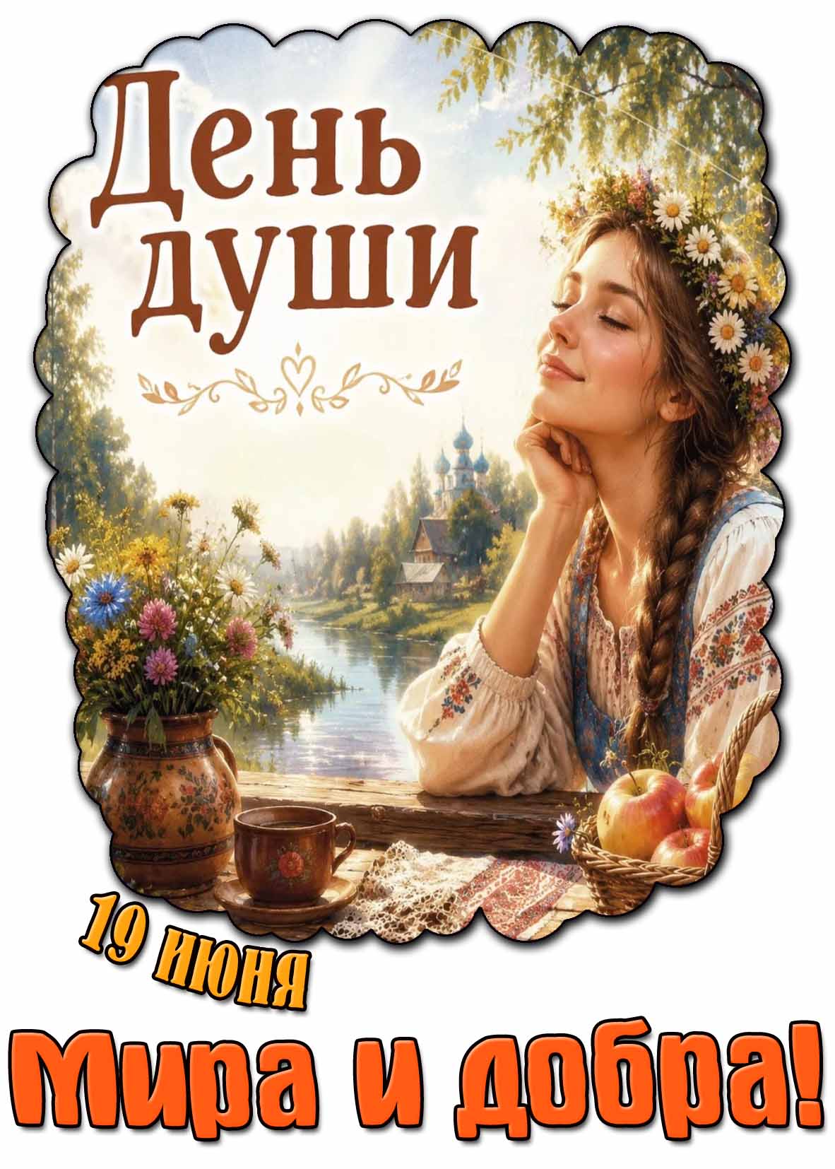 Открытка 19 июня - день души! Мира и добра!