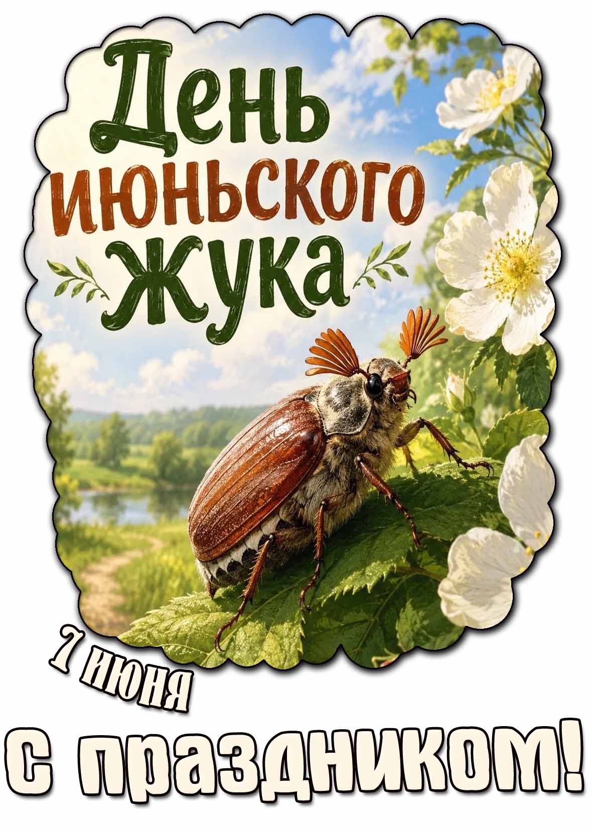 Открытка "7 июня - день июньского жука! С праздником!"