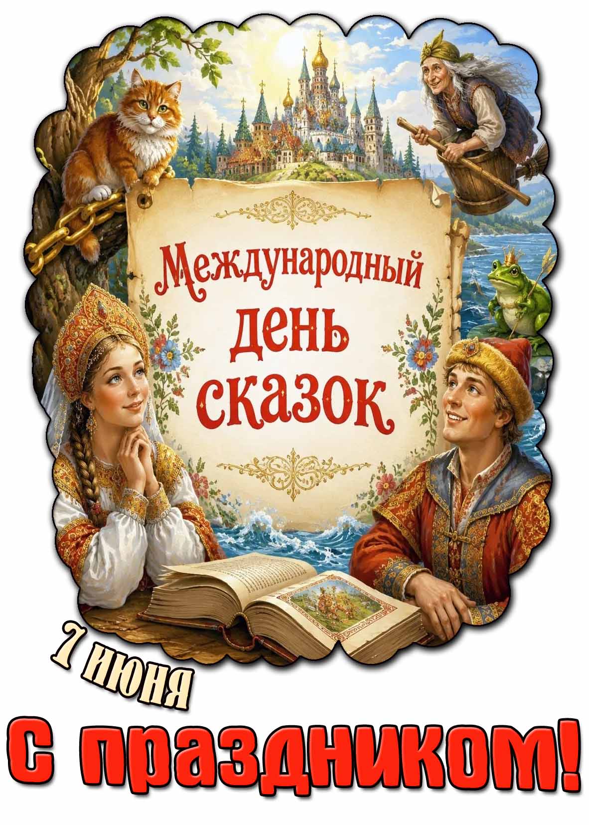 Открытка "7 июня - Международный день сказок! С праздником!"
