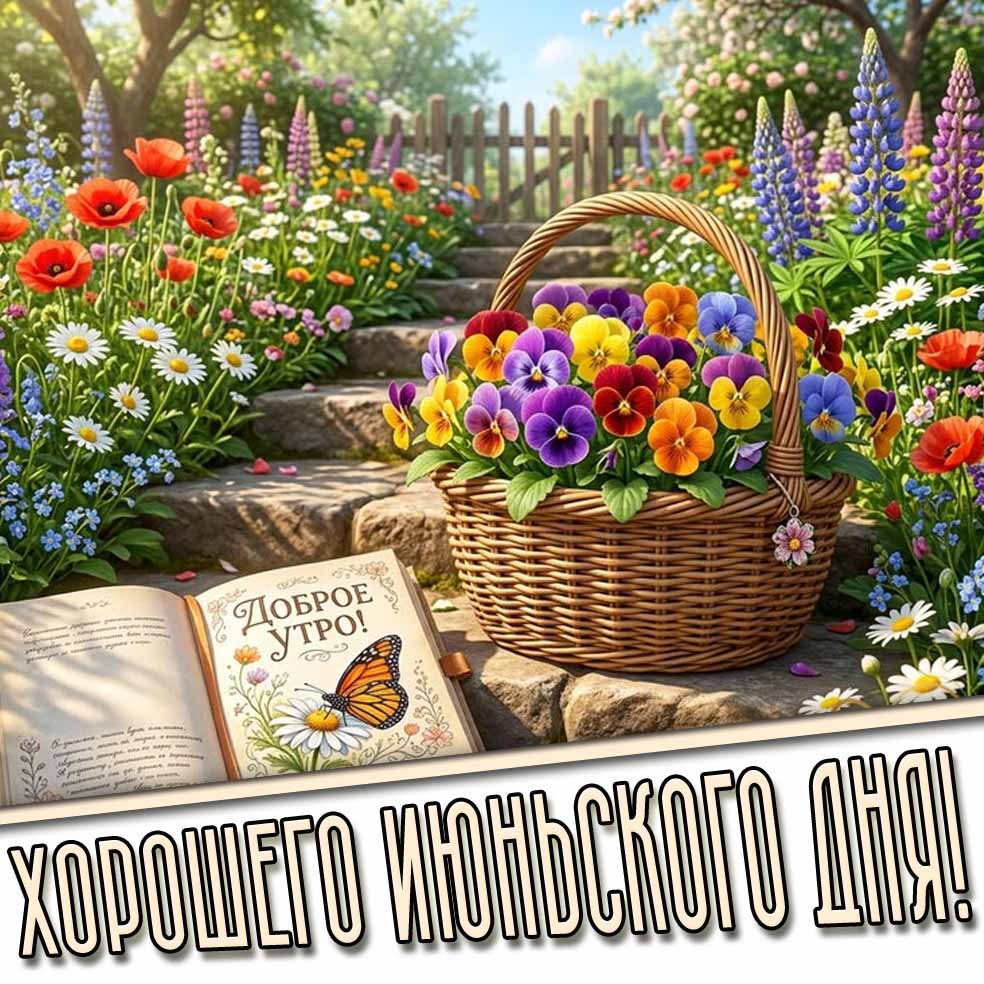 Открытка "Доброе утро! Хорошего июньского дня!"