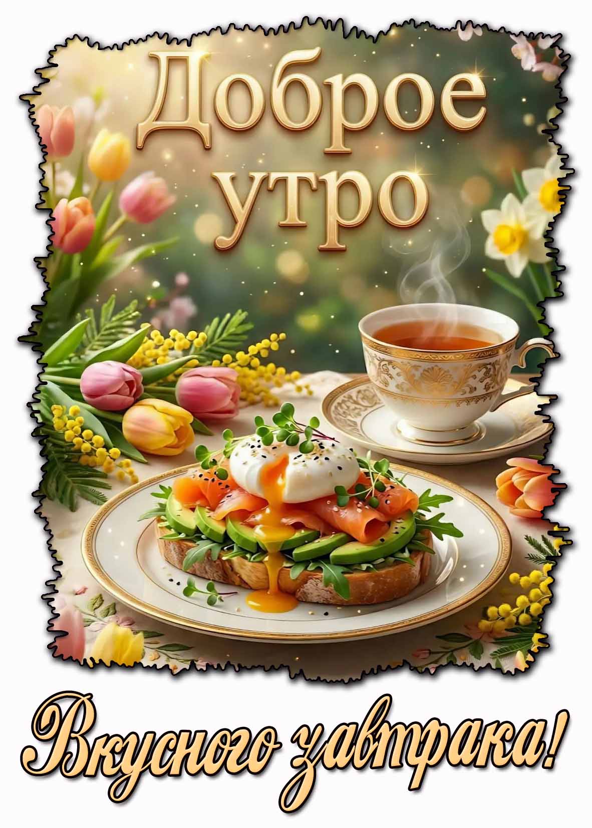 Открытка "Доброе утро! Вкусного завтрака!"