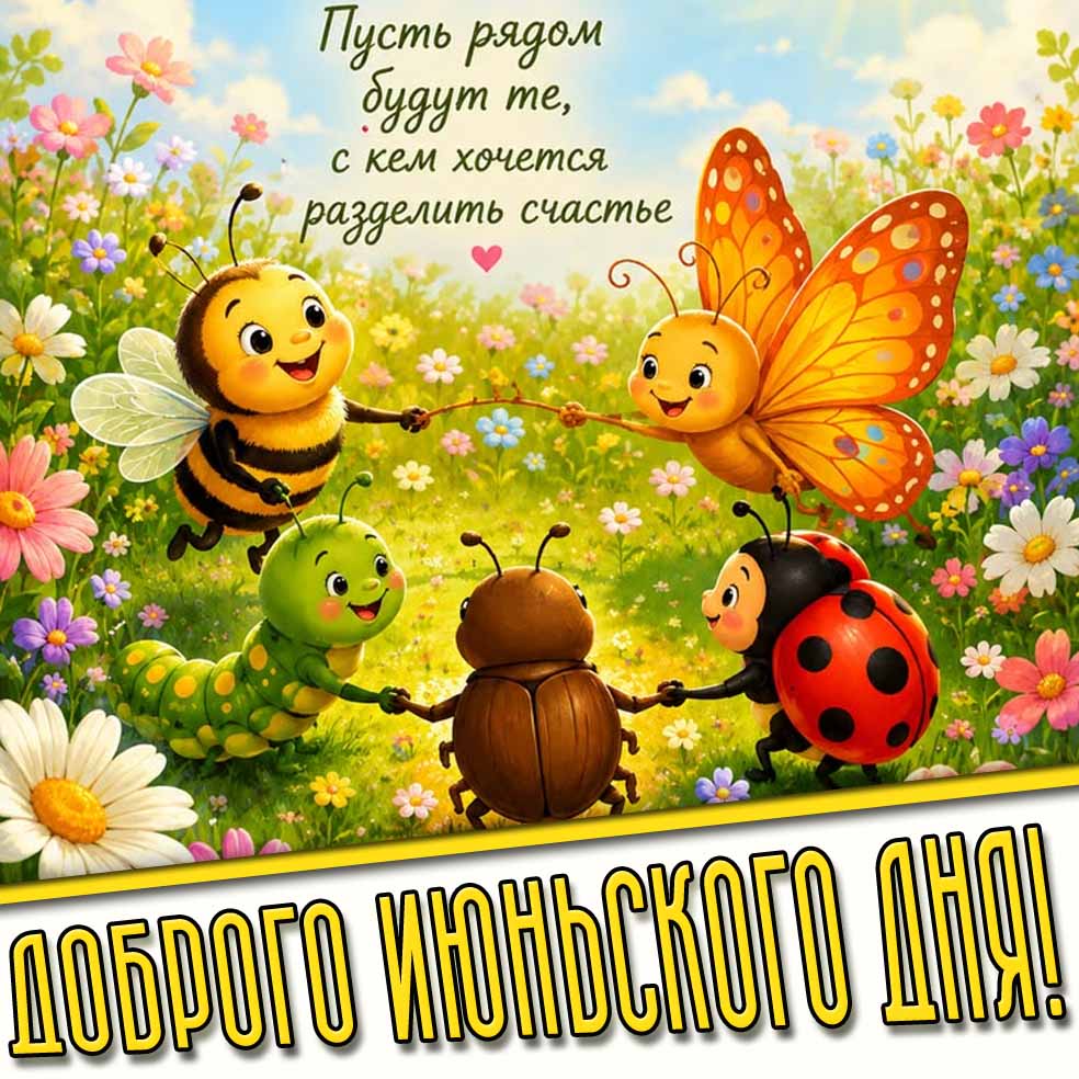 Открытка "Доброго июньского дня! Пусть рядом будут те, с кем хочется разделить счастье!"