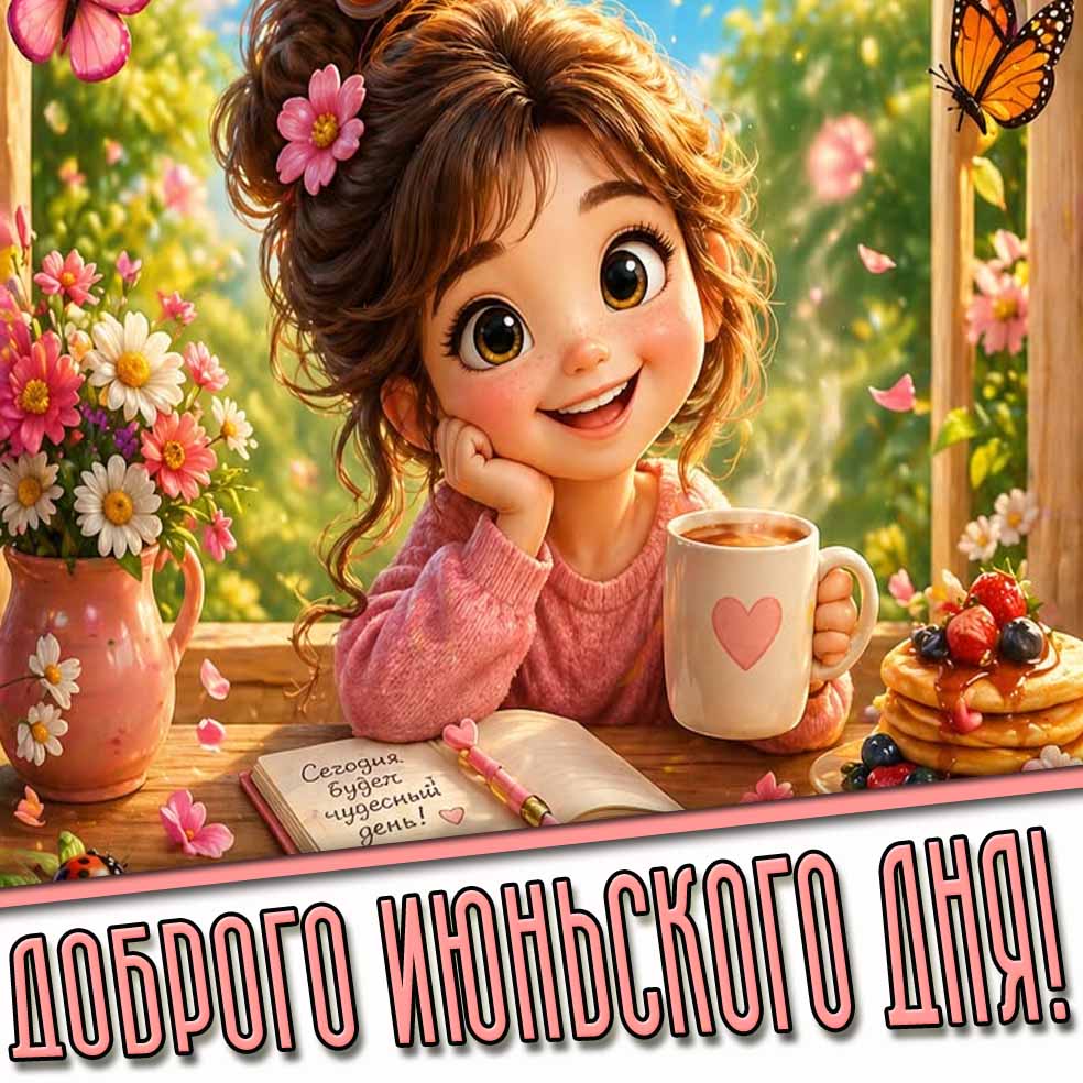 Открытка "Доброго июньского дня! Сегодня будет чудесный день!"