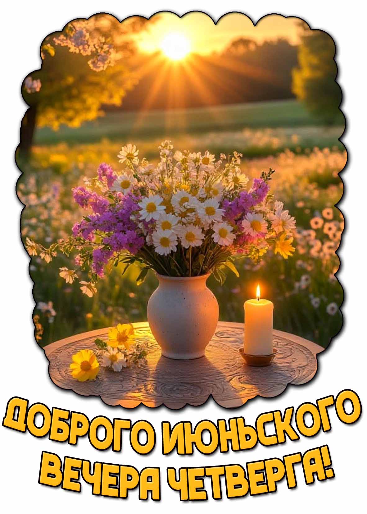 Открытка доброго июньского вечера четверга