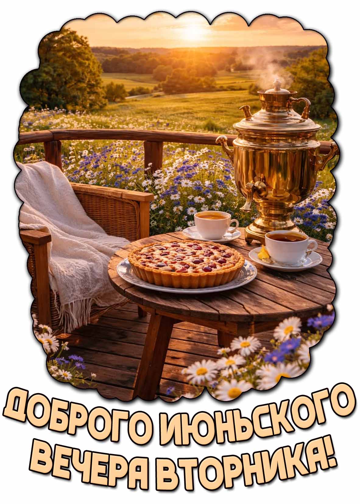 Открытка доброго июньского вечера вторника
