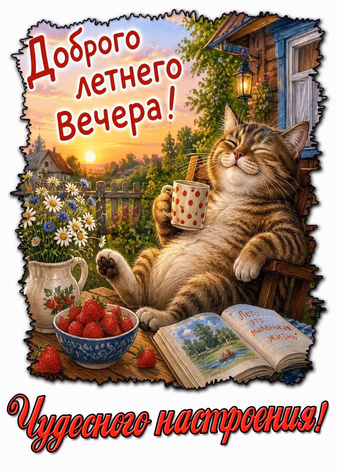 Открытка "Доброго летнего вечера! Чудесного настроения!"