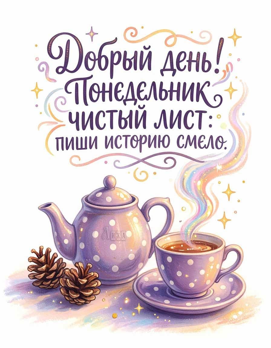 Открытка "Добрый день! Понедельник чистый лист : Пиши историю смело!"