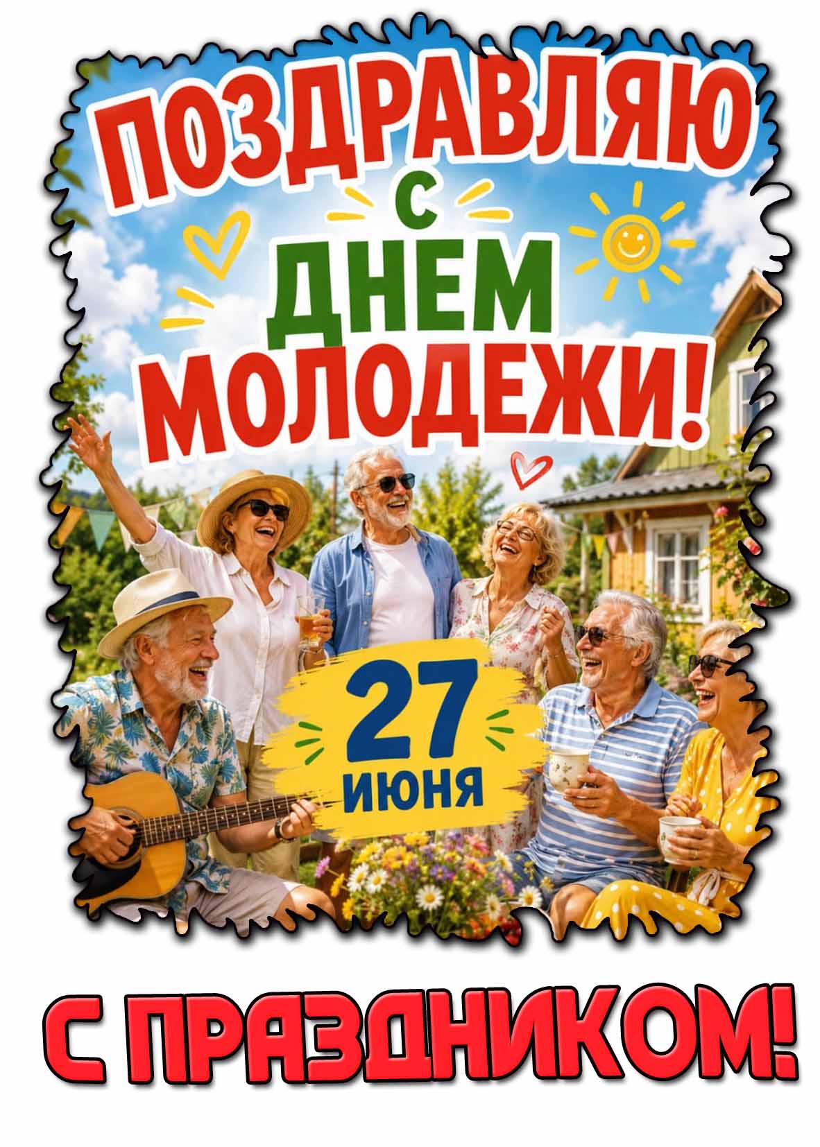 Открытка "Поздравляю с днём молодёжи! С праздником!" - 27 июня