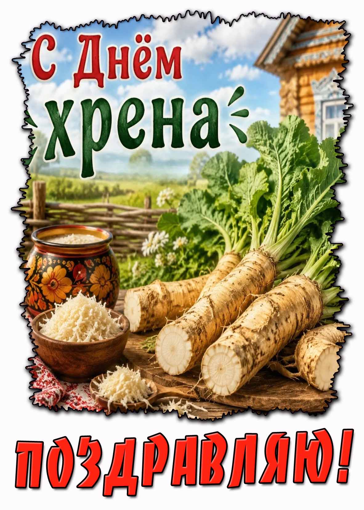 Открытка "С днём хрена! Поздравляю!"