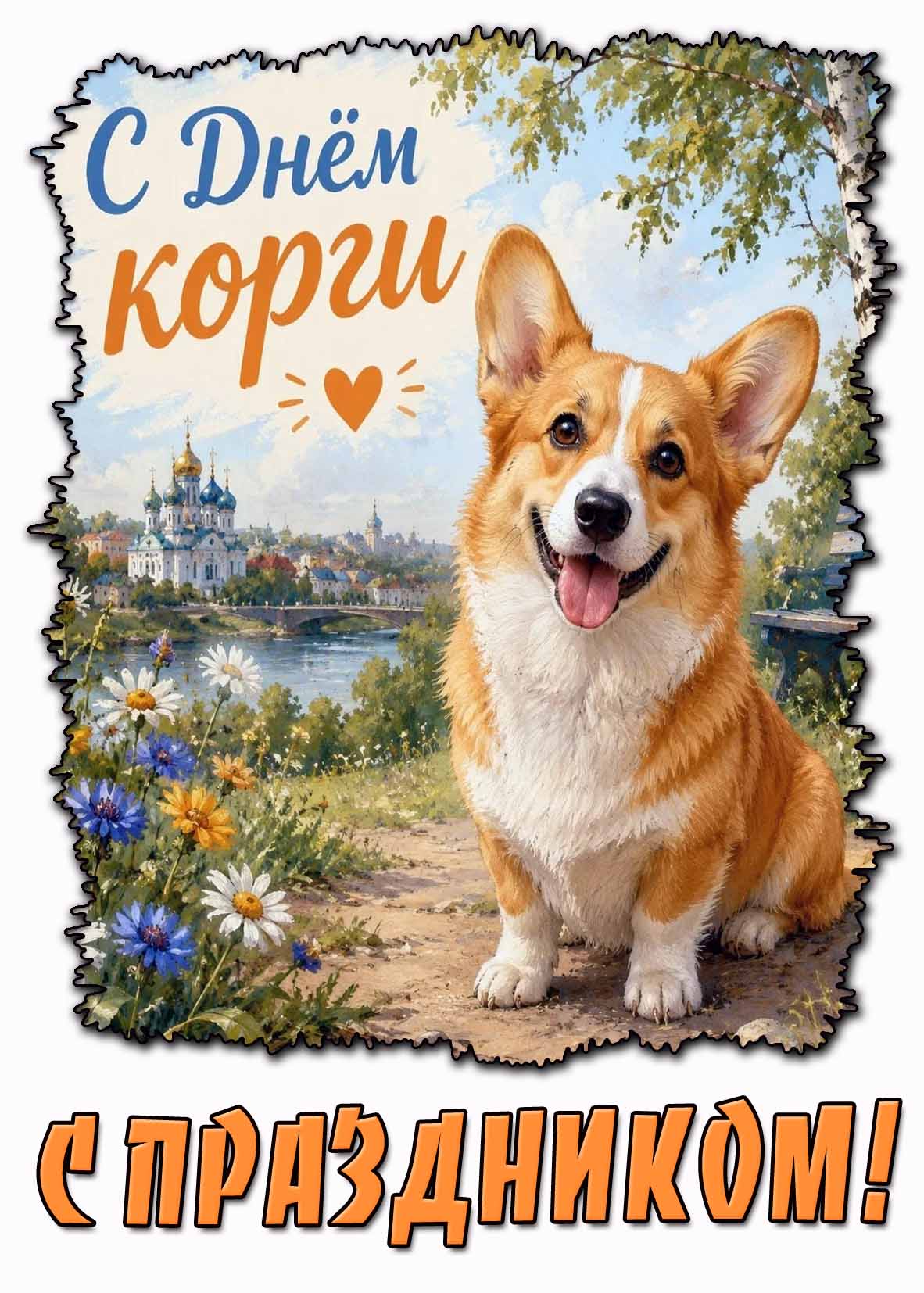 Открытка "С днём корги! С праздником!"