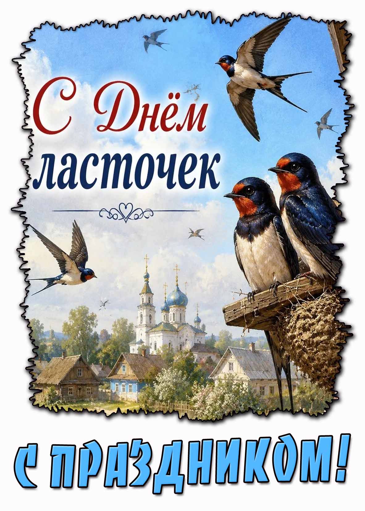 Открытка "С днём ласточек! С праздником!"