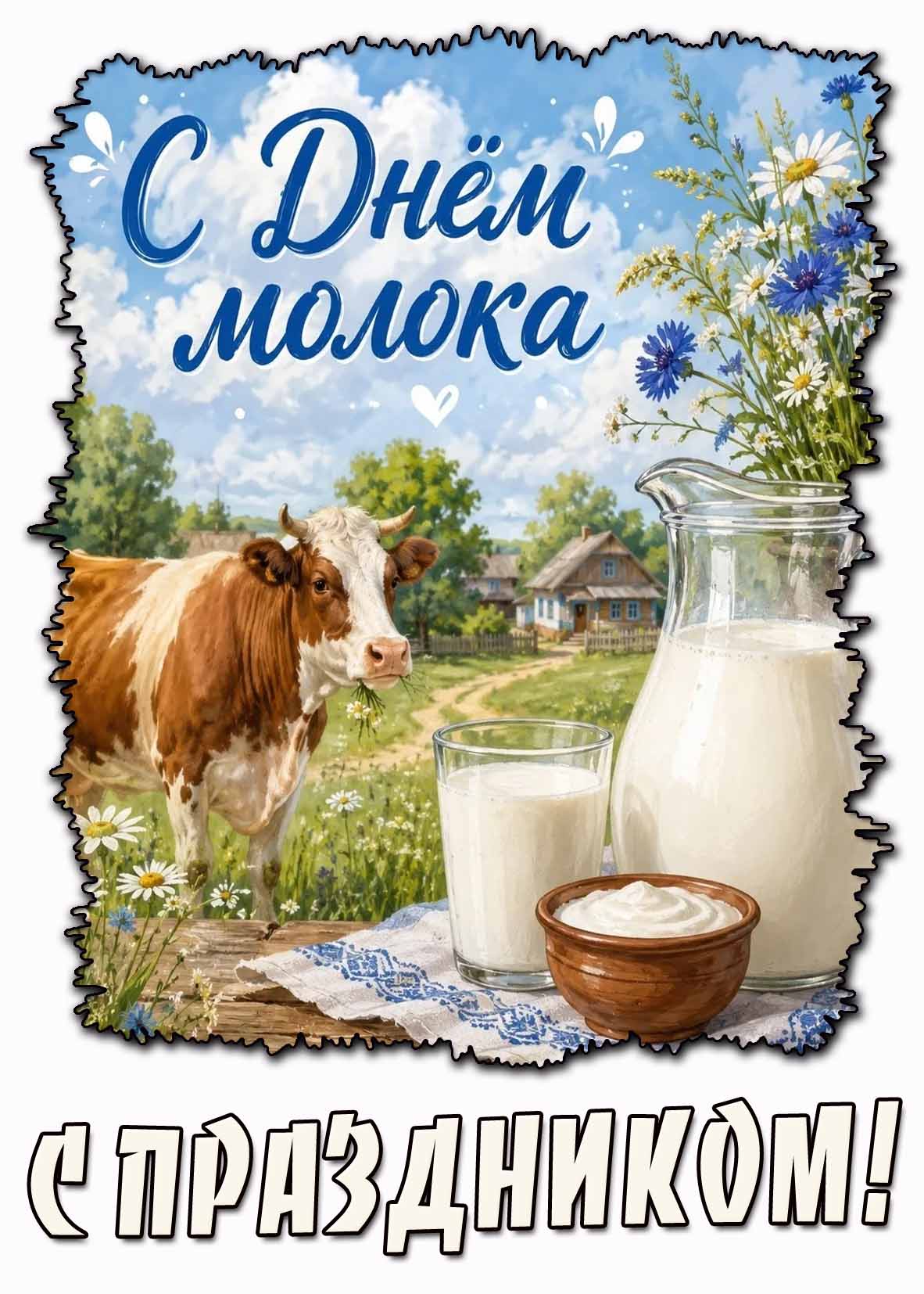 Открытка "С днём молока! С праздником!"