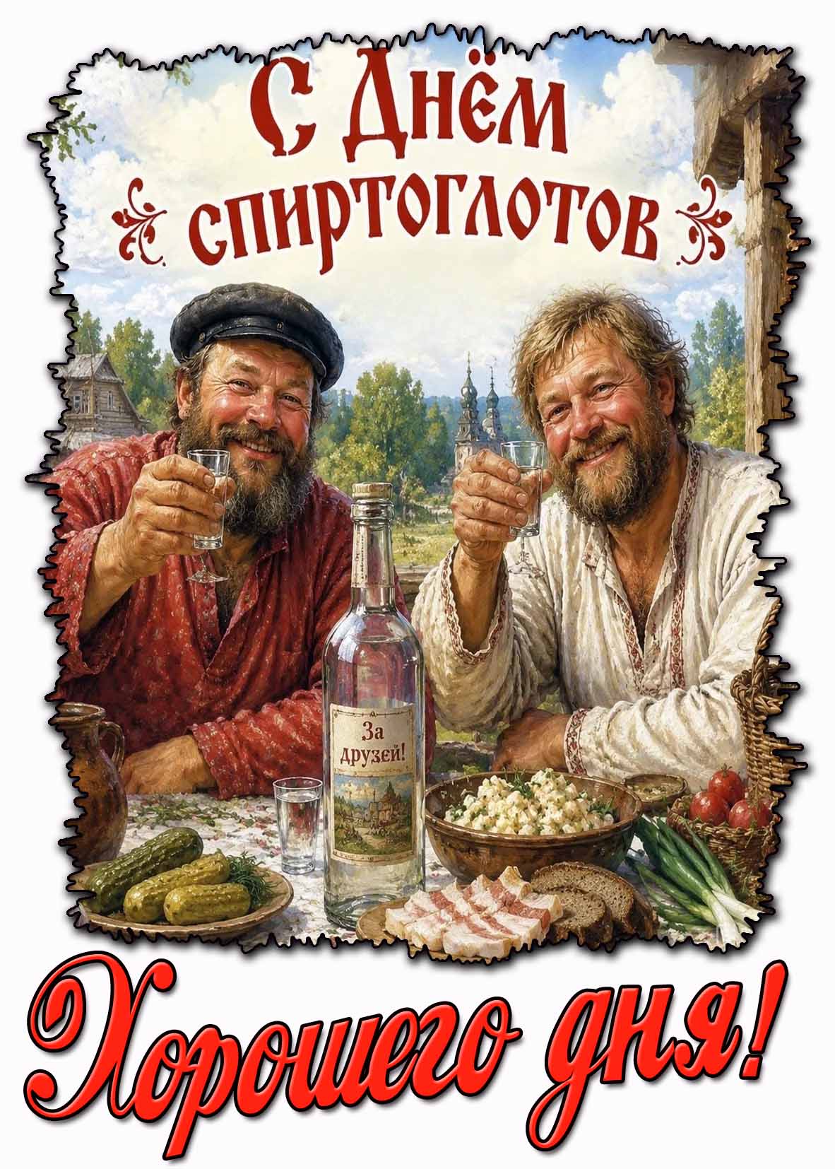 Открытка "С днём спиртоглотов! Хорошего дня!"