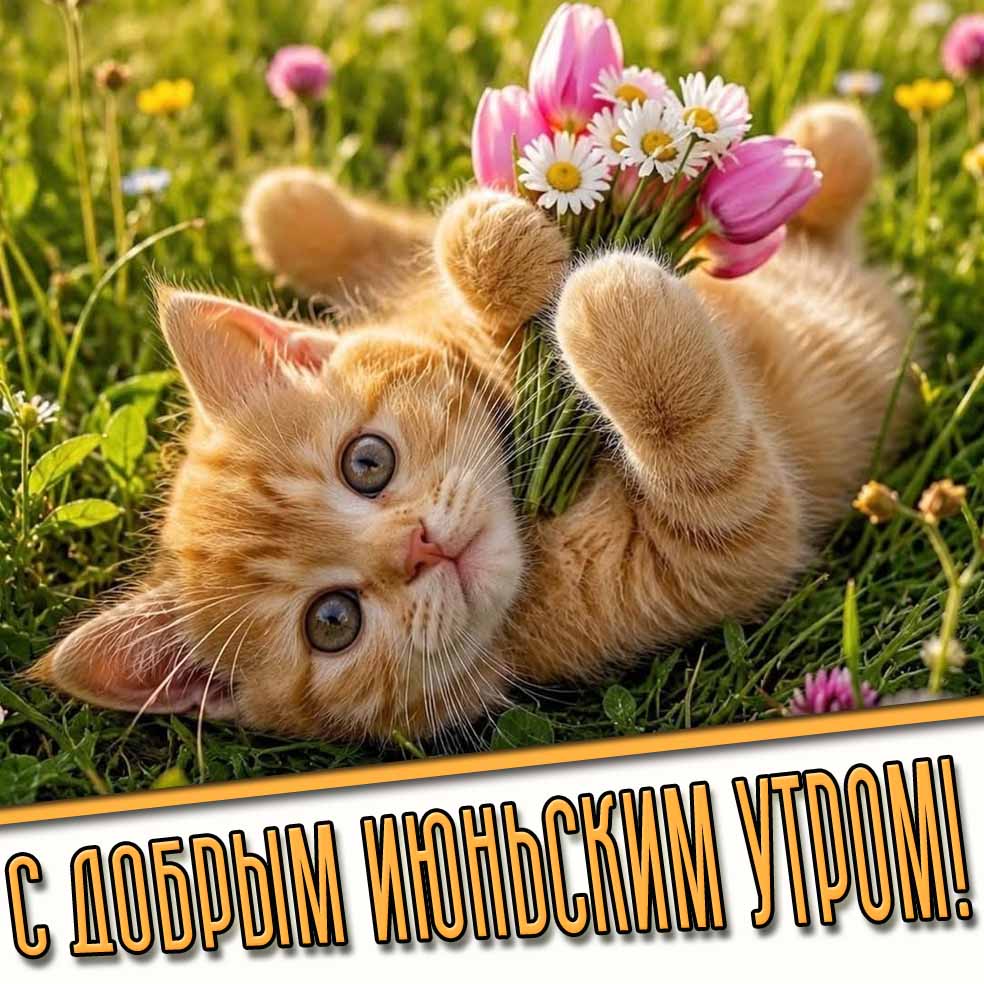 C добрым июньским утром! - открытка с котиком