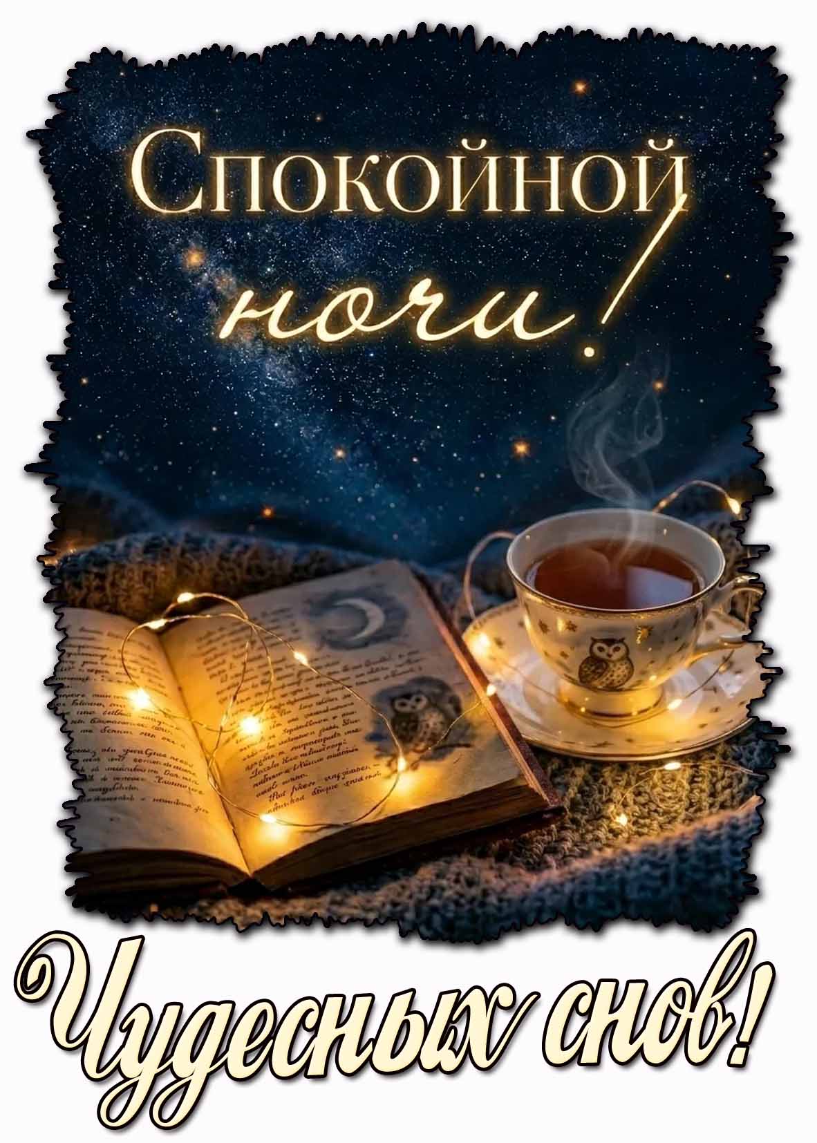 Открытка "Спокойной ночи! Чудесных снов!"