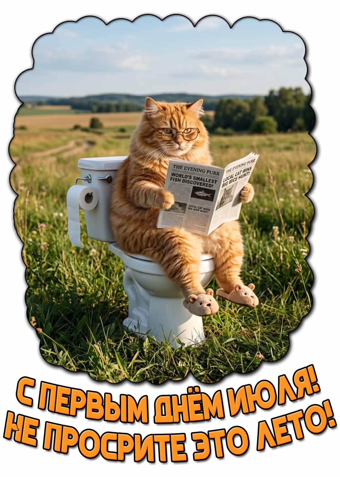 Смешная картинка "С первым днём июля! Не просрите это лето!"