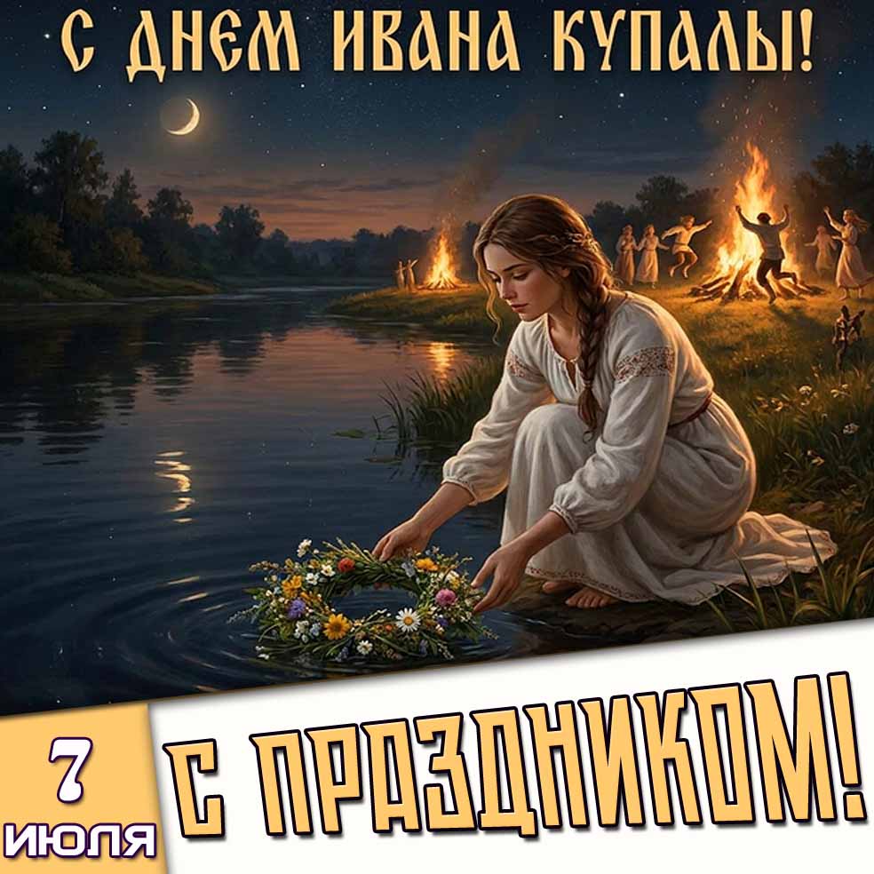Открытка 7 июля - с днём Ивана Купалы! С праздником!