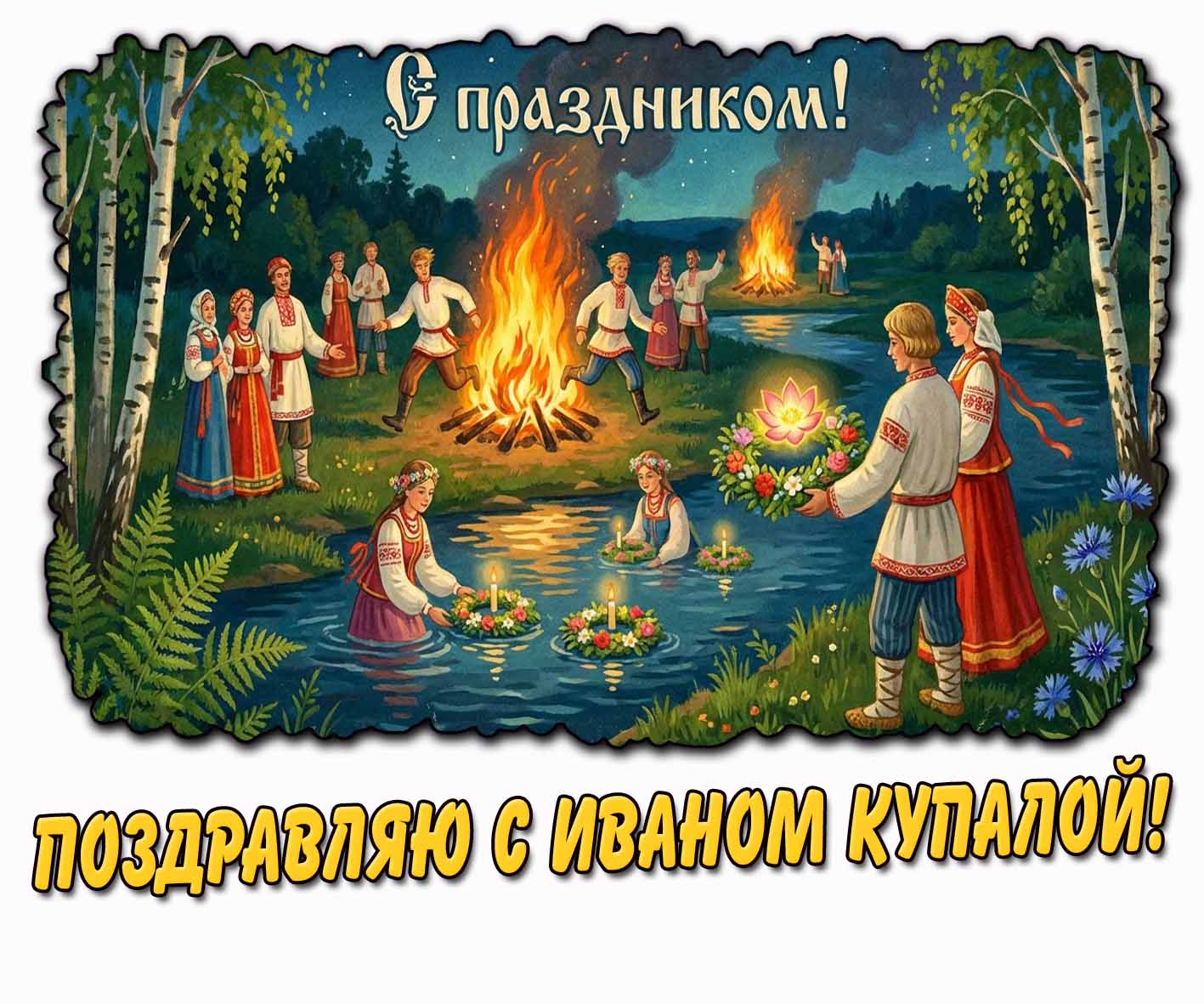 Открытка "Поздравляю с Иваном Купалой! С праздником!"
