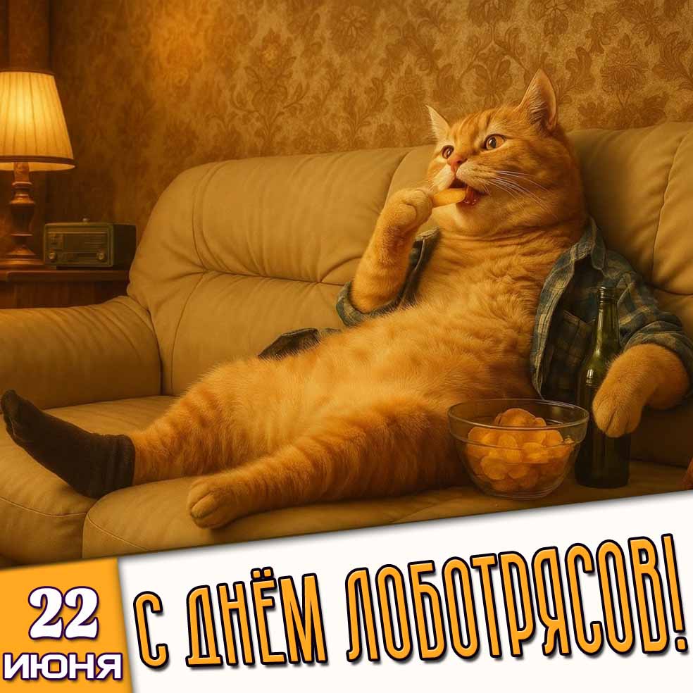 Открытка 22 июня - с днём лоботрясов!