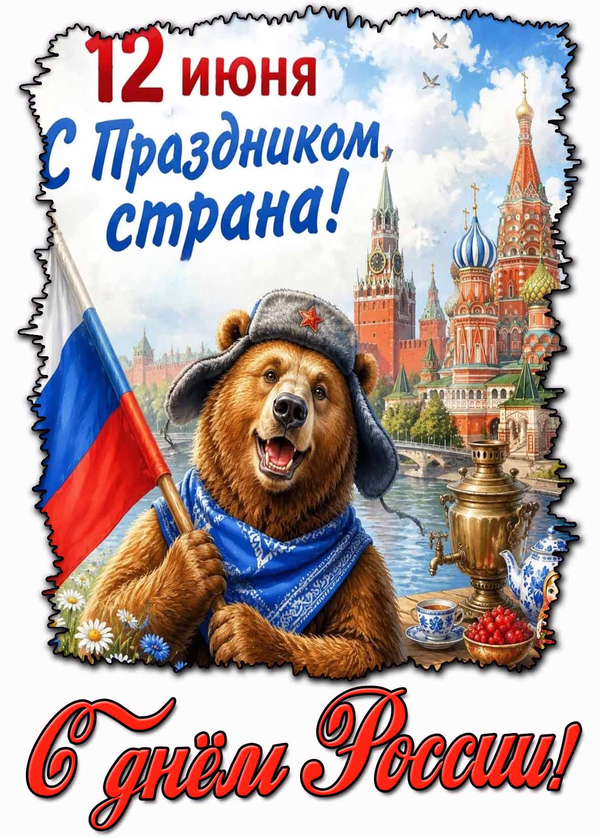 Прикольная картинка "С праздником страна! С днём России!" - 12 июня