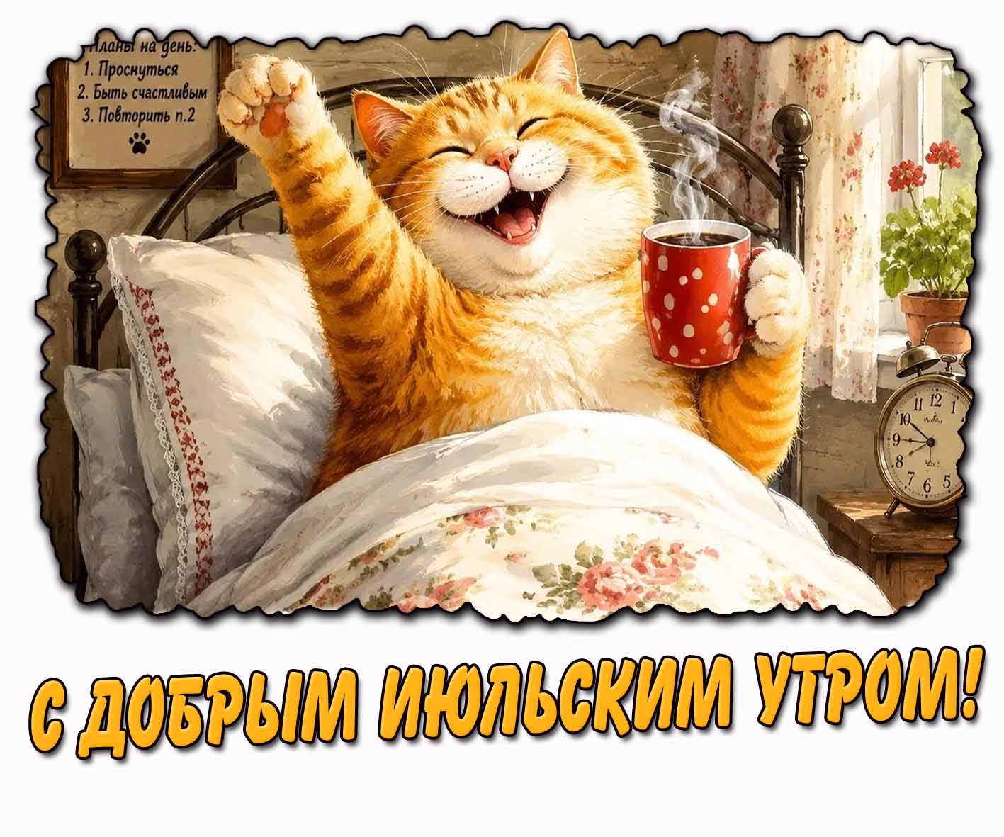 Прикольная открытка с добрым июльским утром