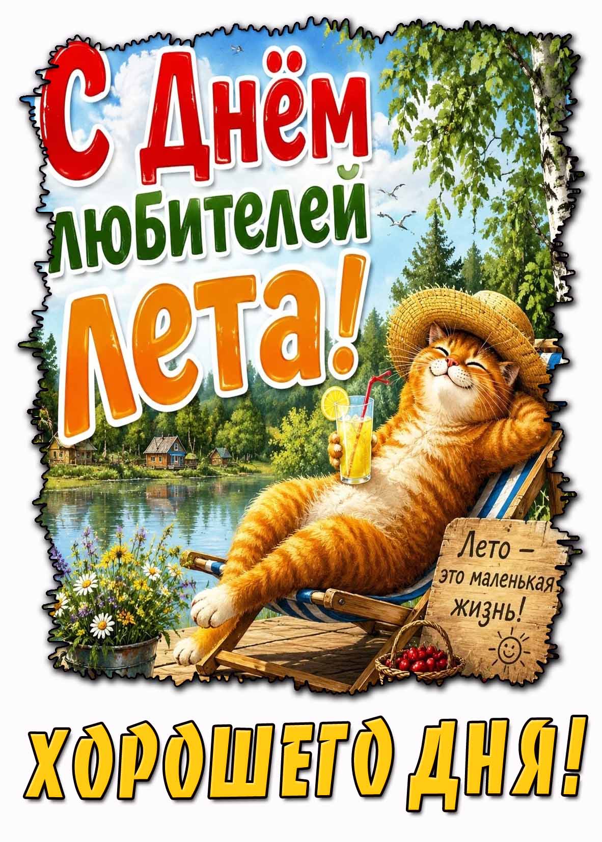 Прикольная картинка "С днём любителей лета! Лето - это маленькая жизнь! Хорошего дня!"