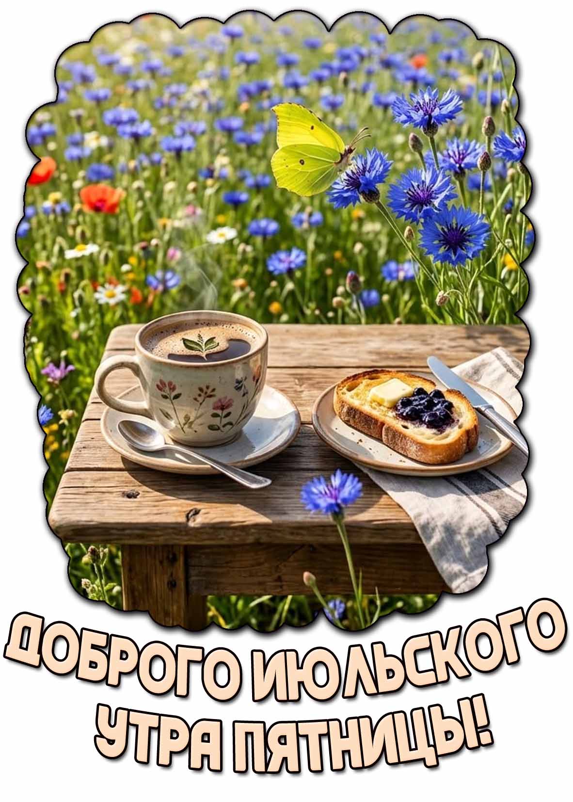 Открытка доброго июльского утра пятницы