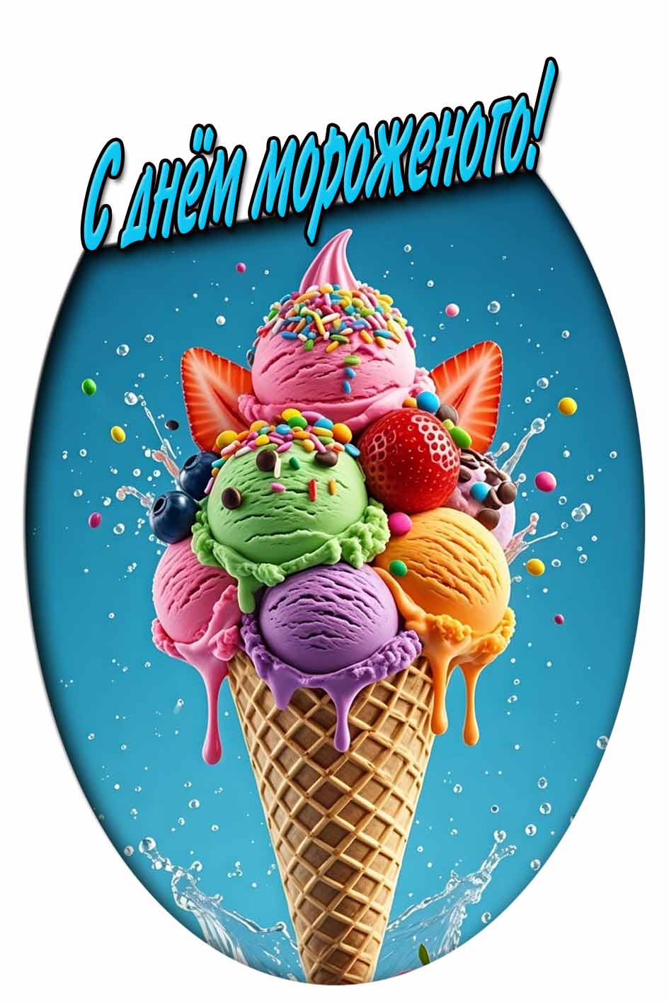 С днём мороженого! - стильная открытка