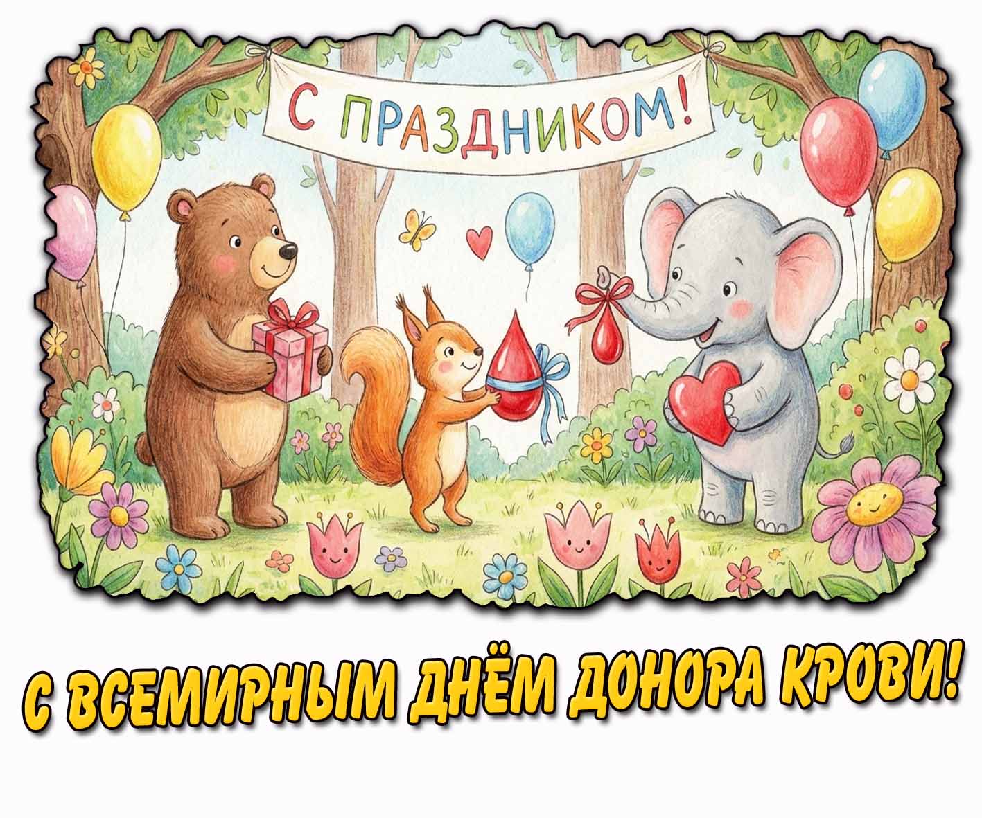Картинка для детей "С Всемирным днём донора крови! С праздником!"