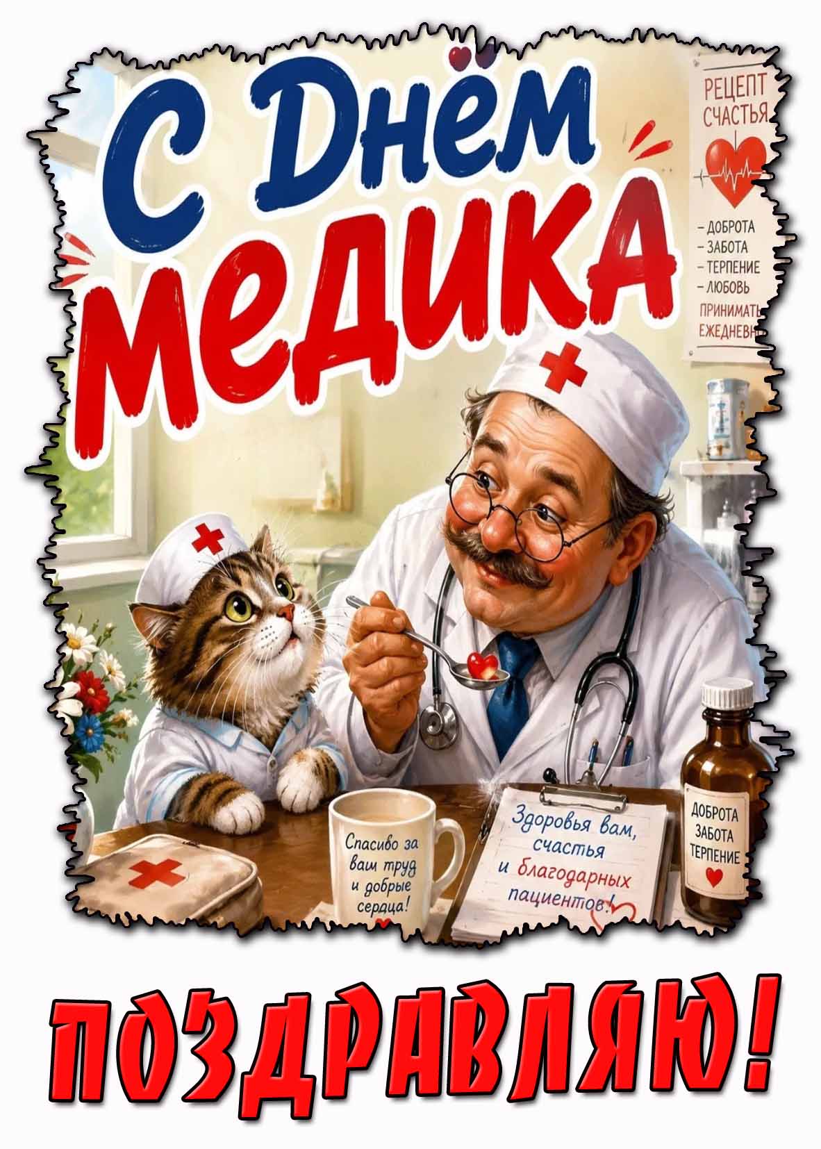 Смешная поздравительная картинка с днём медика