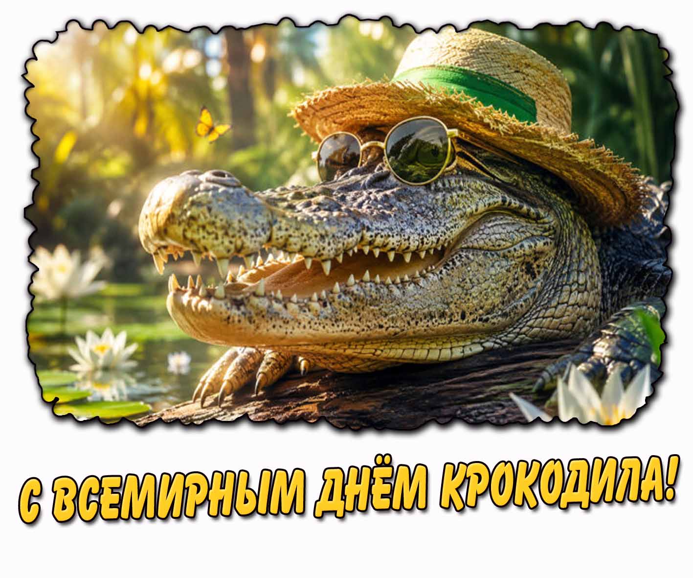 Стильная открытка с Всемирным днём крокодила