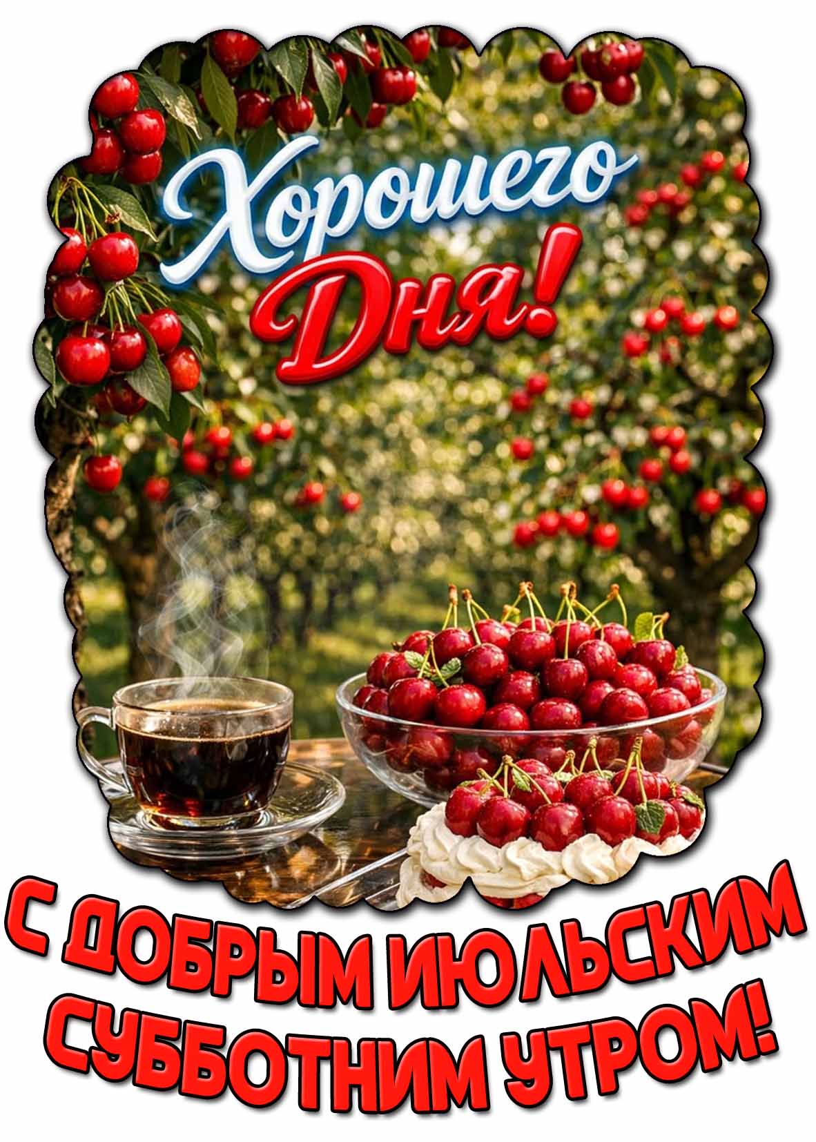 Открытка "С добрым июльским субботним утром! Хорошего дня!"