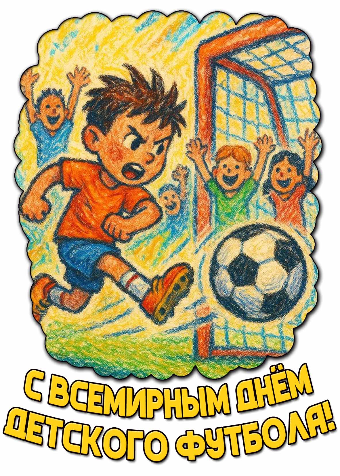 Открытка с Всемирным днём детского футбола
