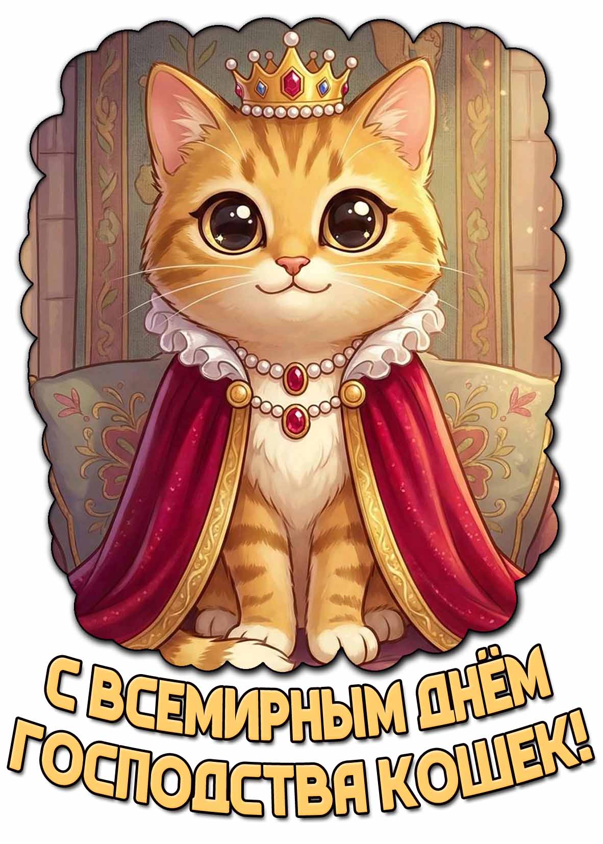 С Всемирным днём господства кошек! - прикольная открытка