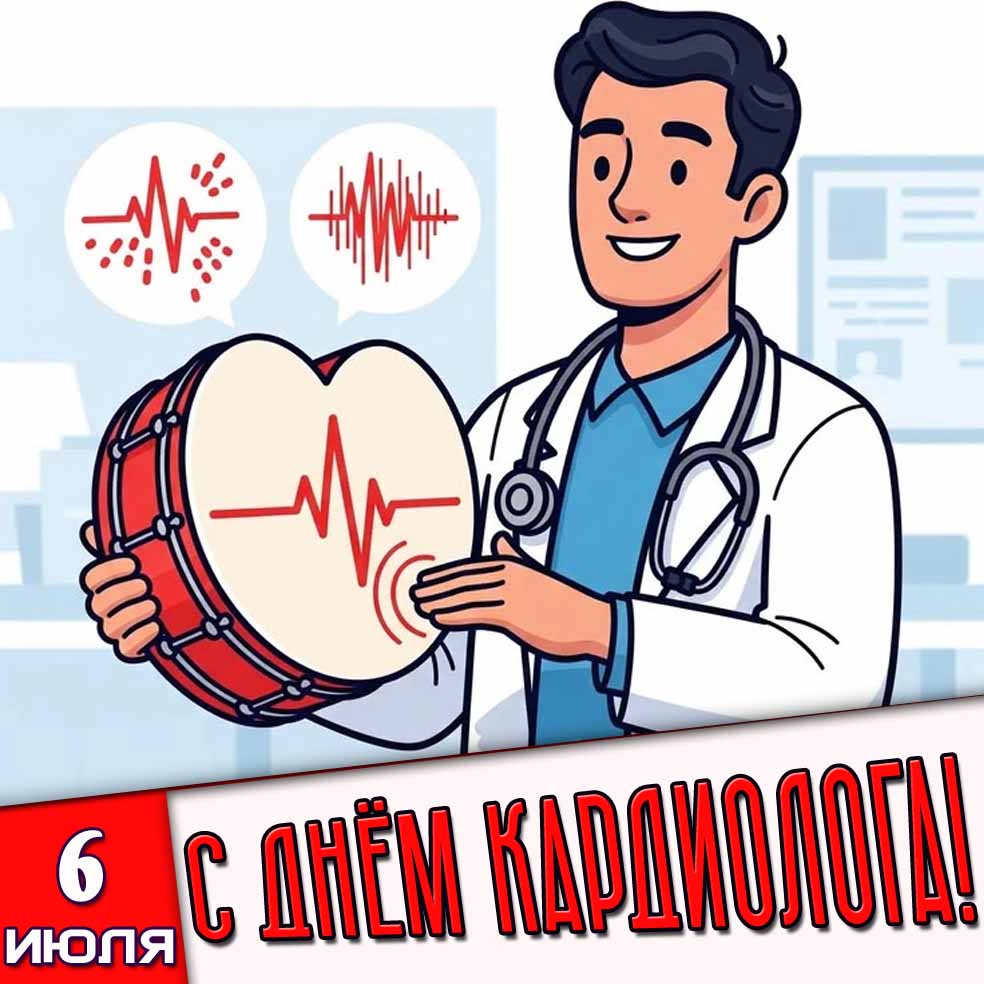 Прикольная картинка 6 июля - с днём кардиолога!