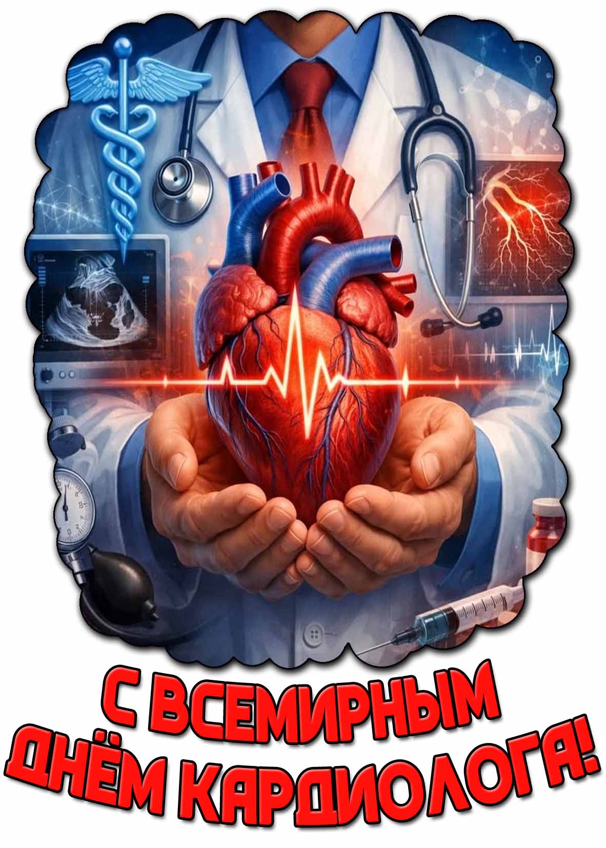 Открытка с Всемирным днём кардиолога
