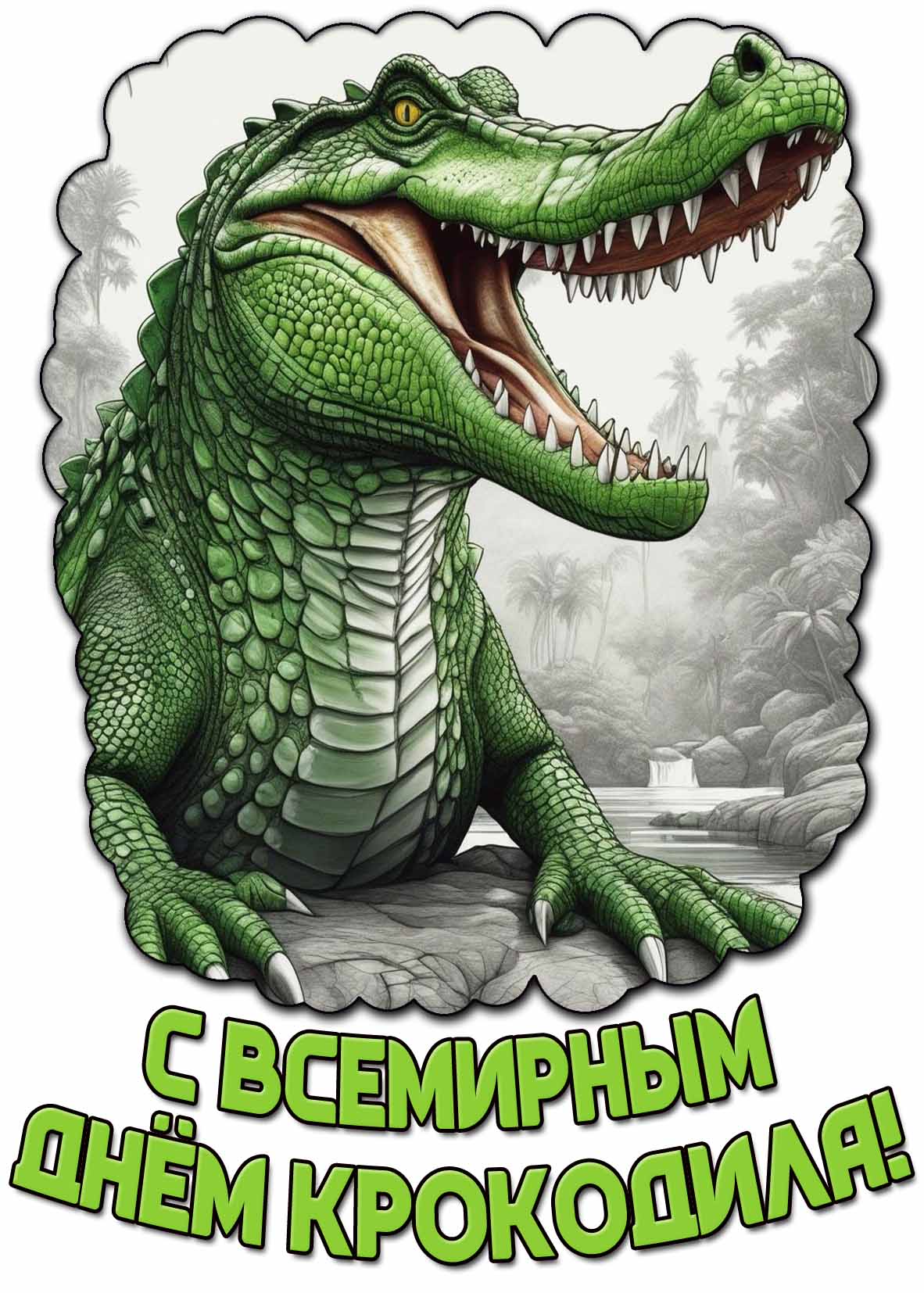 Открытка с Всемирным днём крокодила