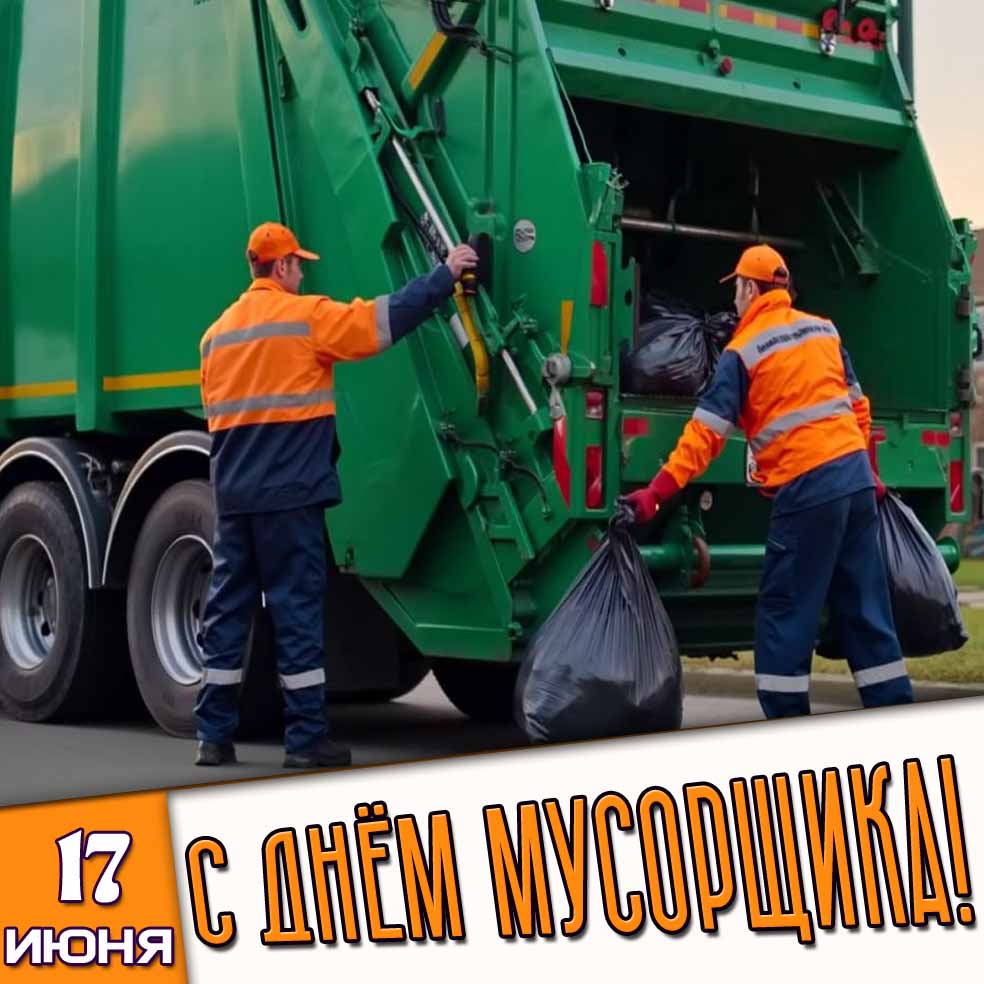 Открытка 17 июня - с днём мусорщика!