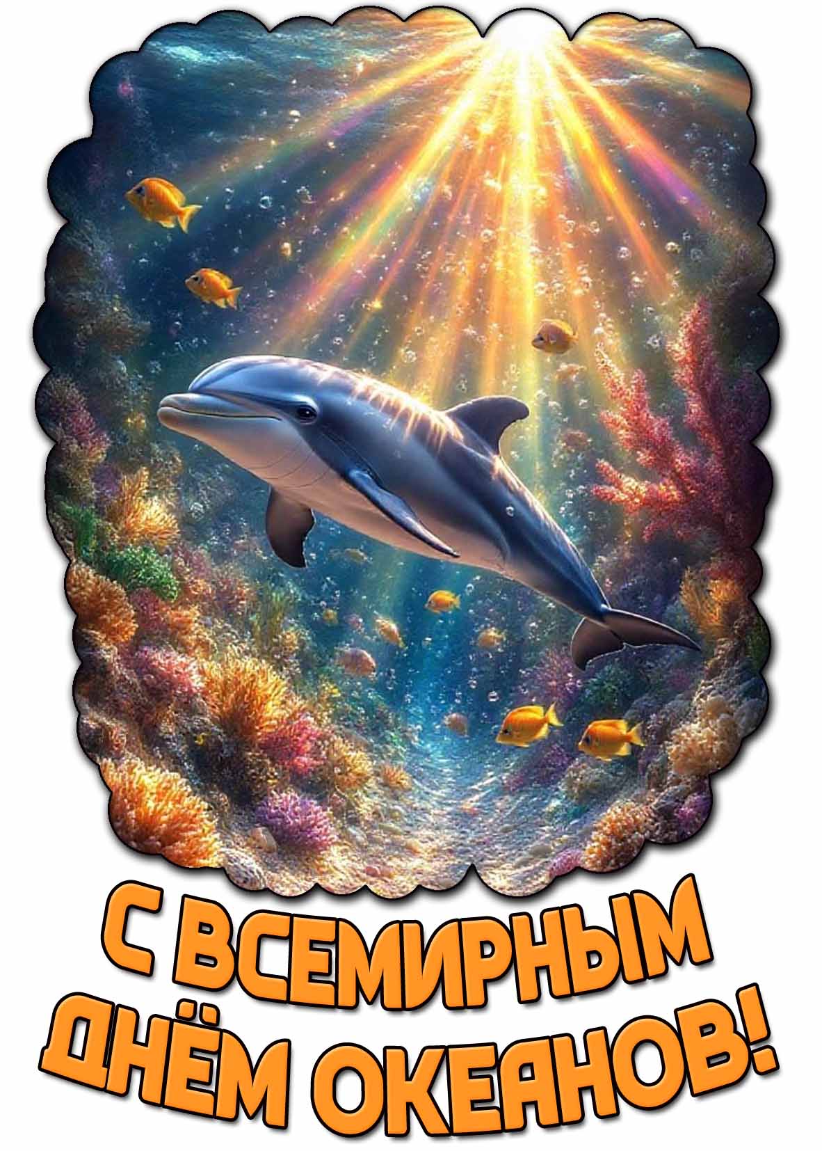 Открытка с Всемирным днём океанов