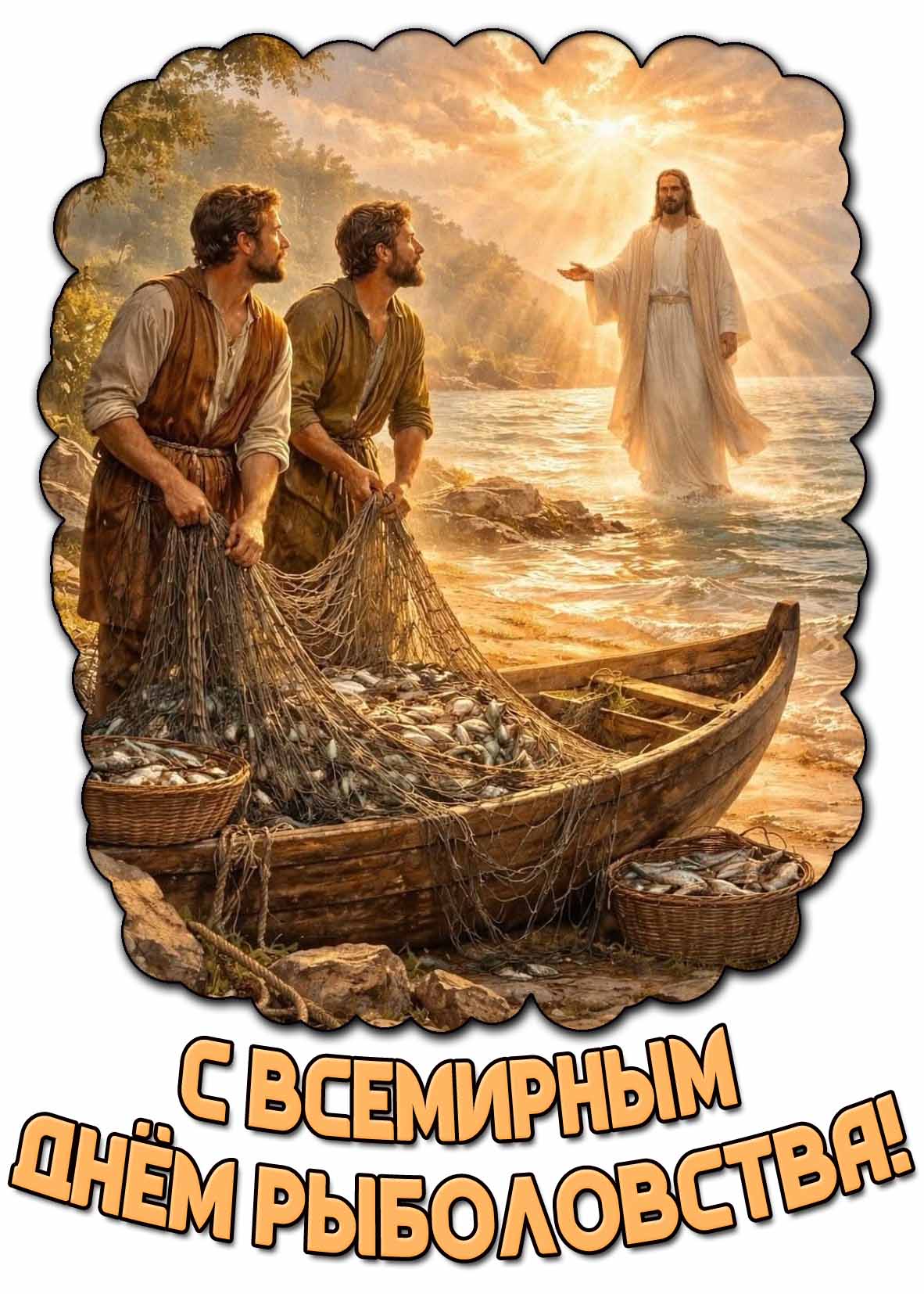 Православная открытка с Всемирным днём рыболовства