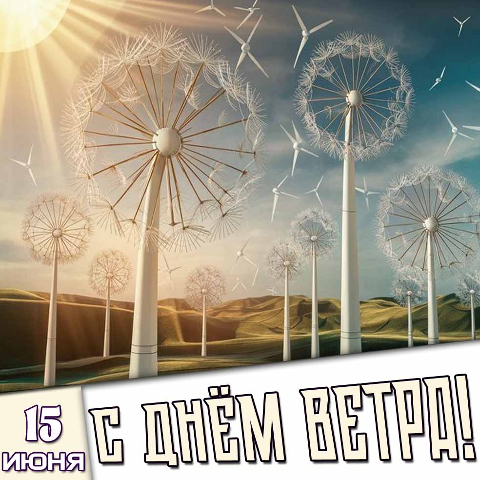 Креативная открытка 15 июня - с днём ветра!